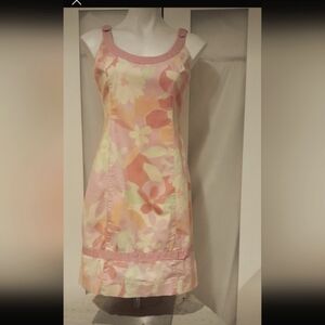 Vintage - Sigrid Olsen - pink pastel floral sleeveless midi dress, Size 2